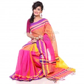 Traditional cotton yarn dyed Sharee form Tangail with Beautiful design and color